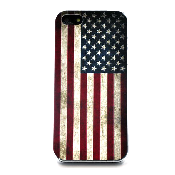 クールなiPhone5/5sケース ビンテージ風米国旗／クリアブラック
