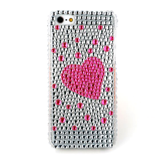 iPhone 5/5s カバー ハートモチーフデコケース　ピンク