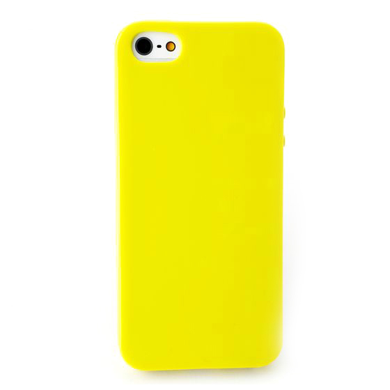 かわいいiPhone5/5sシンプルラバーケース／黄緑