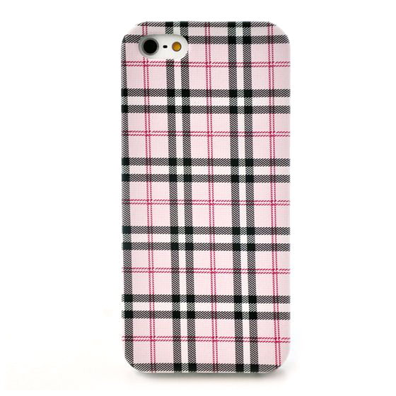 かわいい縦横チェック柄iPhone5/5sケース／ピンク