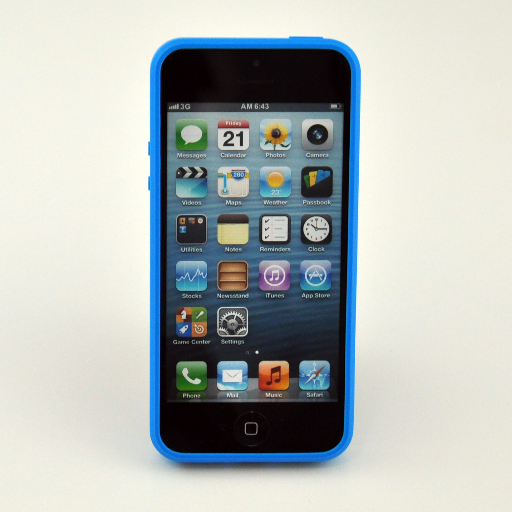 かわいいiPhone5/5sケース サイドシリコンシンプルカバー／ブルー