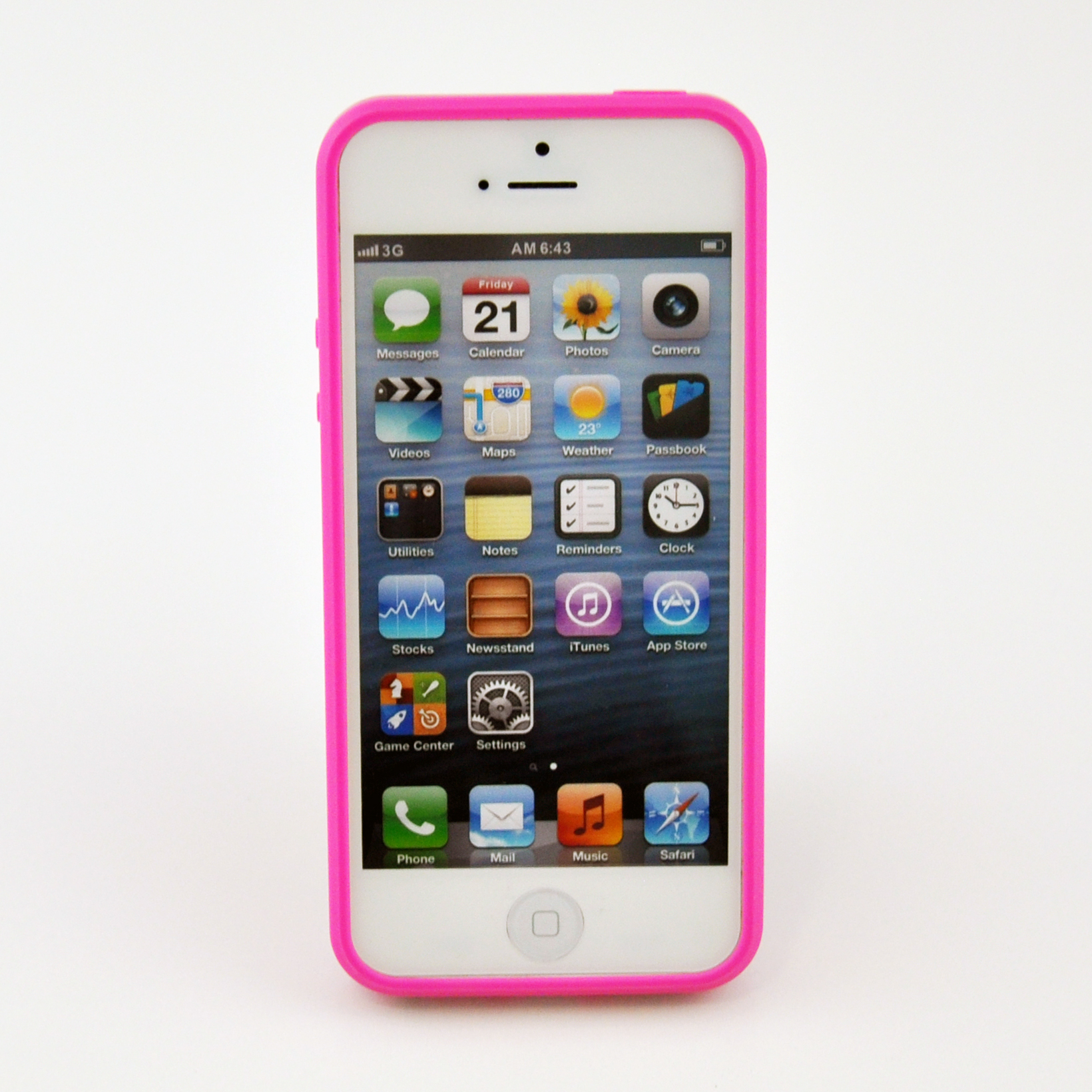 かわいいiPhone5/5sケース サイドシリコンシンプルカバー／ピンク