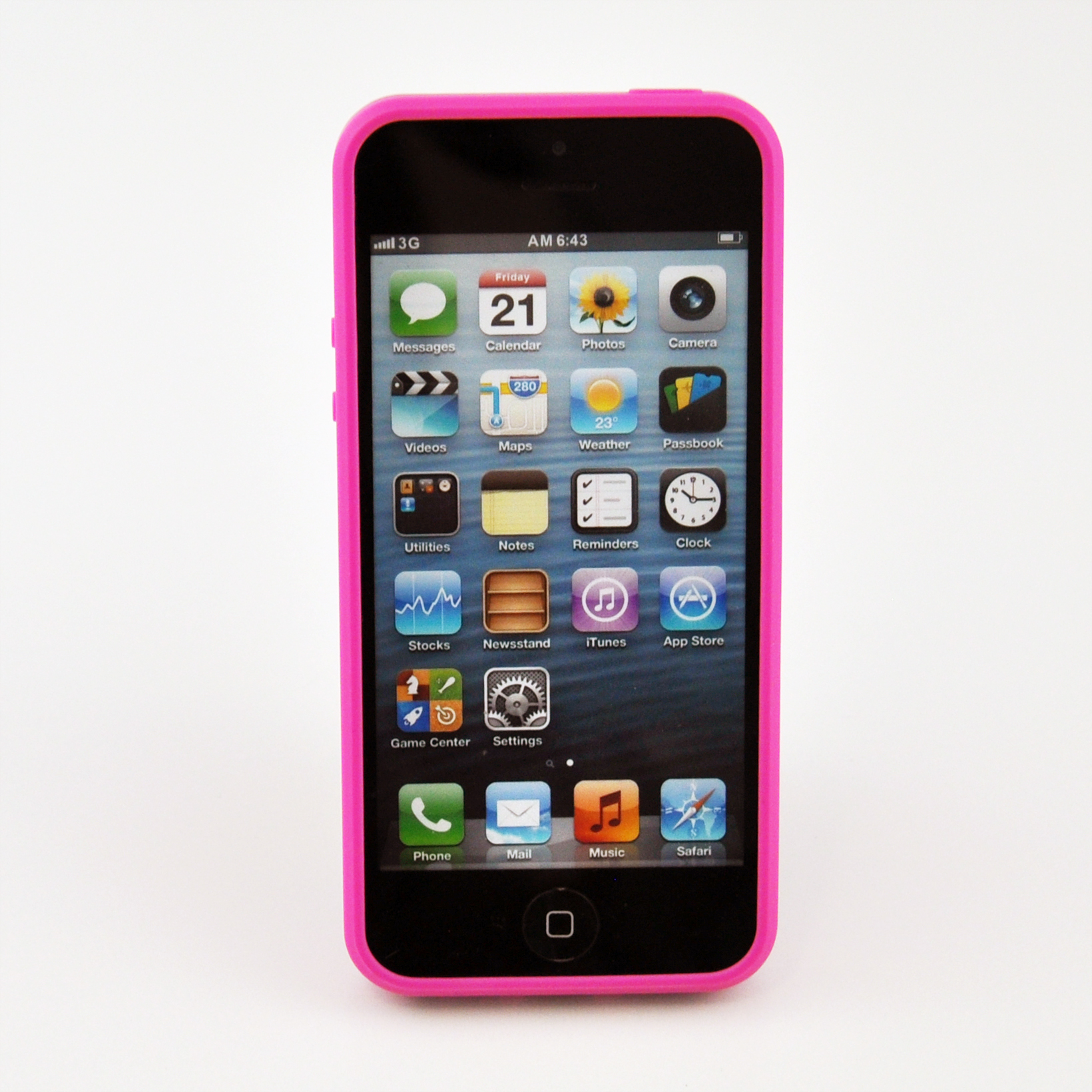 かわいいiPhone5/5sケース サイドシリコンシンプルカバー／ピンク